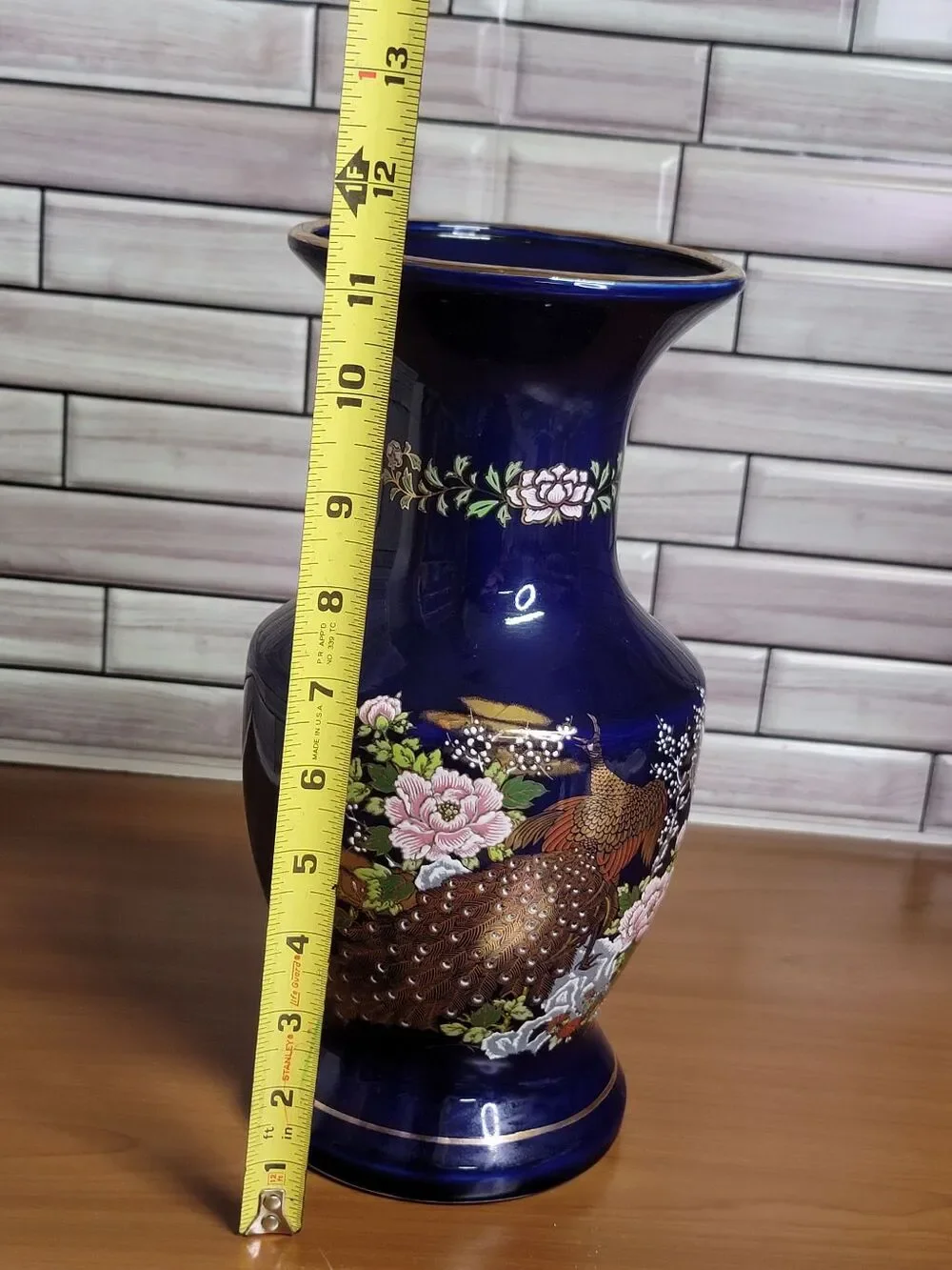 Japanese Cobalt Blue Peacock Vase